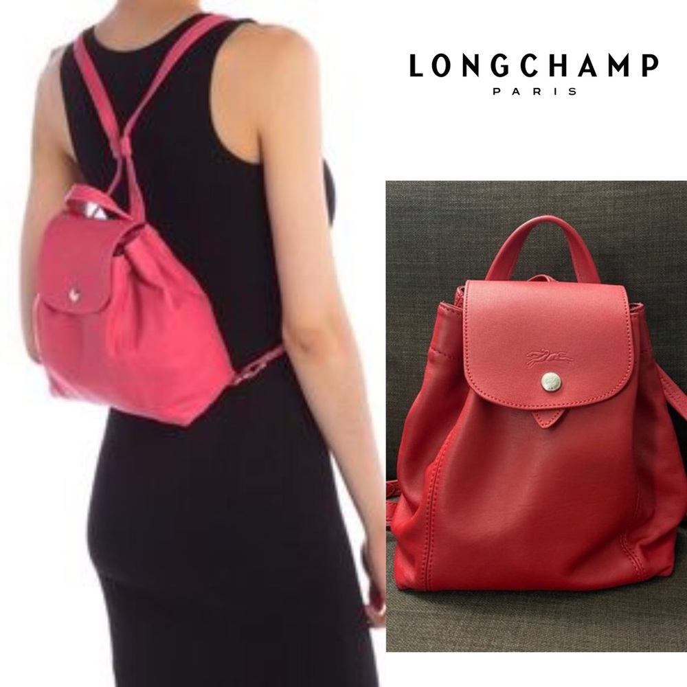❤️cutie❤️ lovely LongChamp  Le Pliage Cuir Backpack  extra small soft leather